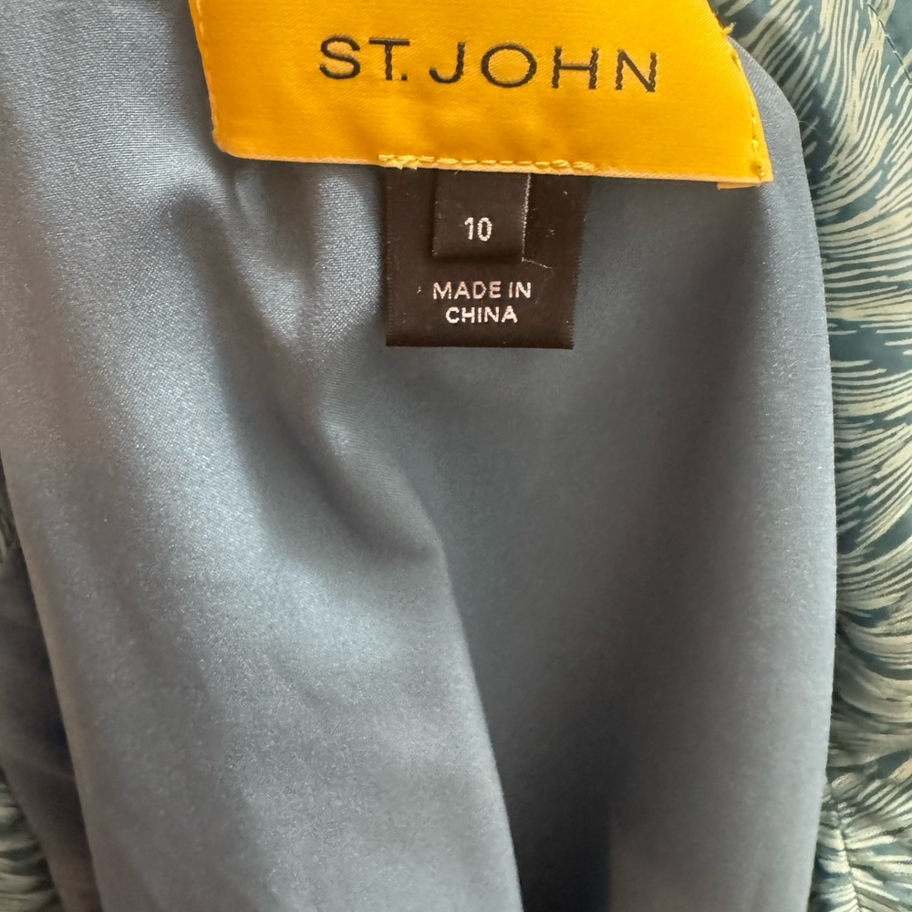 St. John Teal Leaf Patterned Jacket - image 4